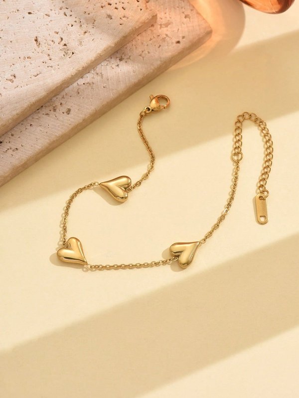 Pulseras corazones dorados 