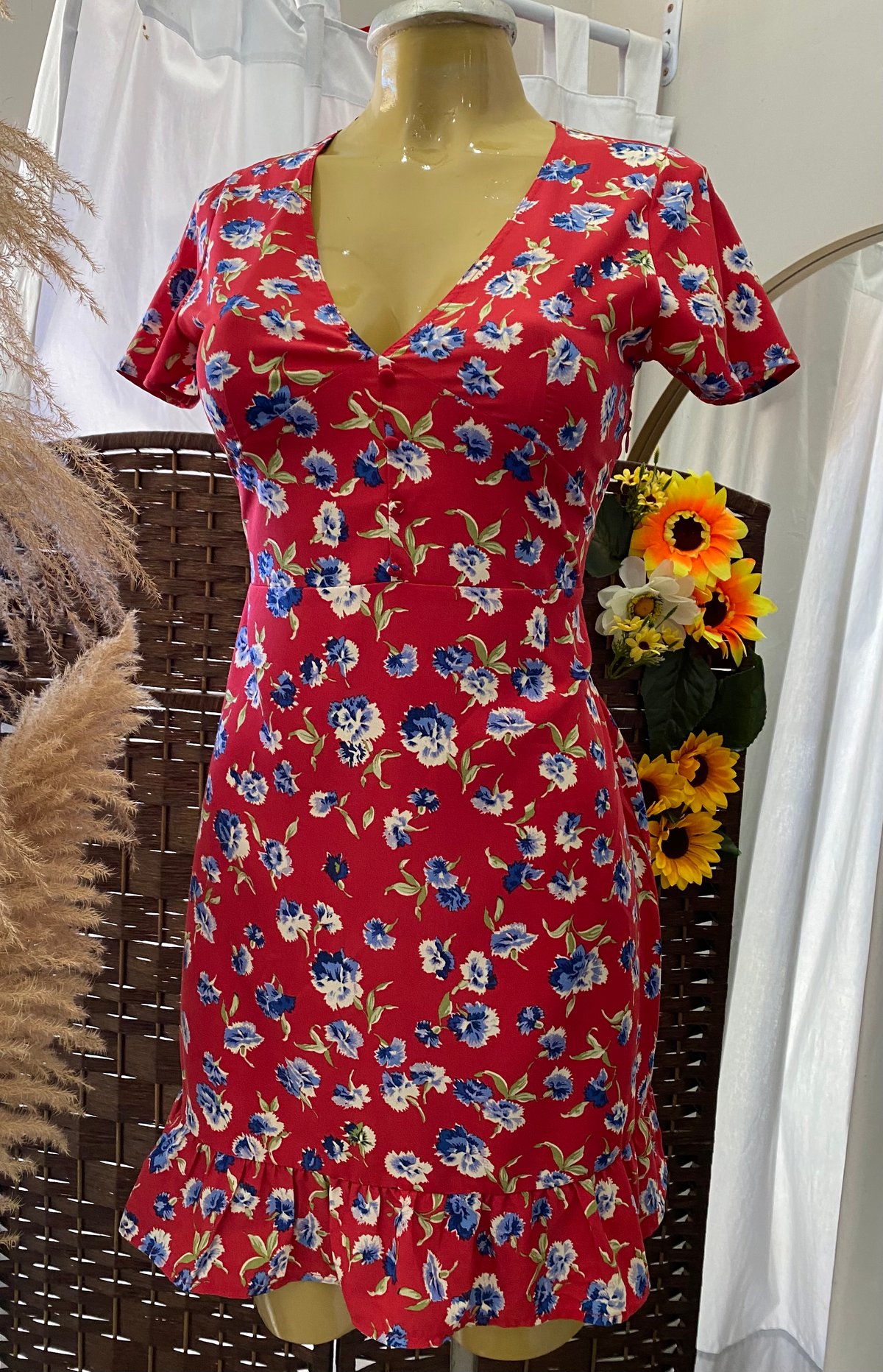 Vestido floreado rojo