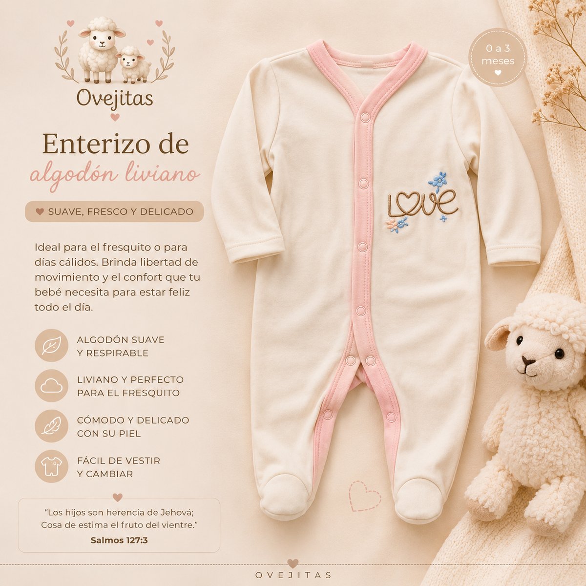 Enterizo 100% algodón linea básica