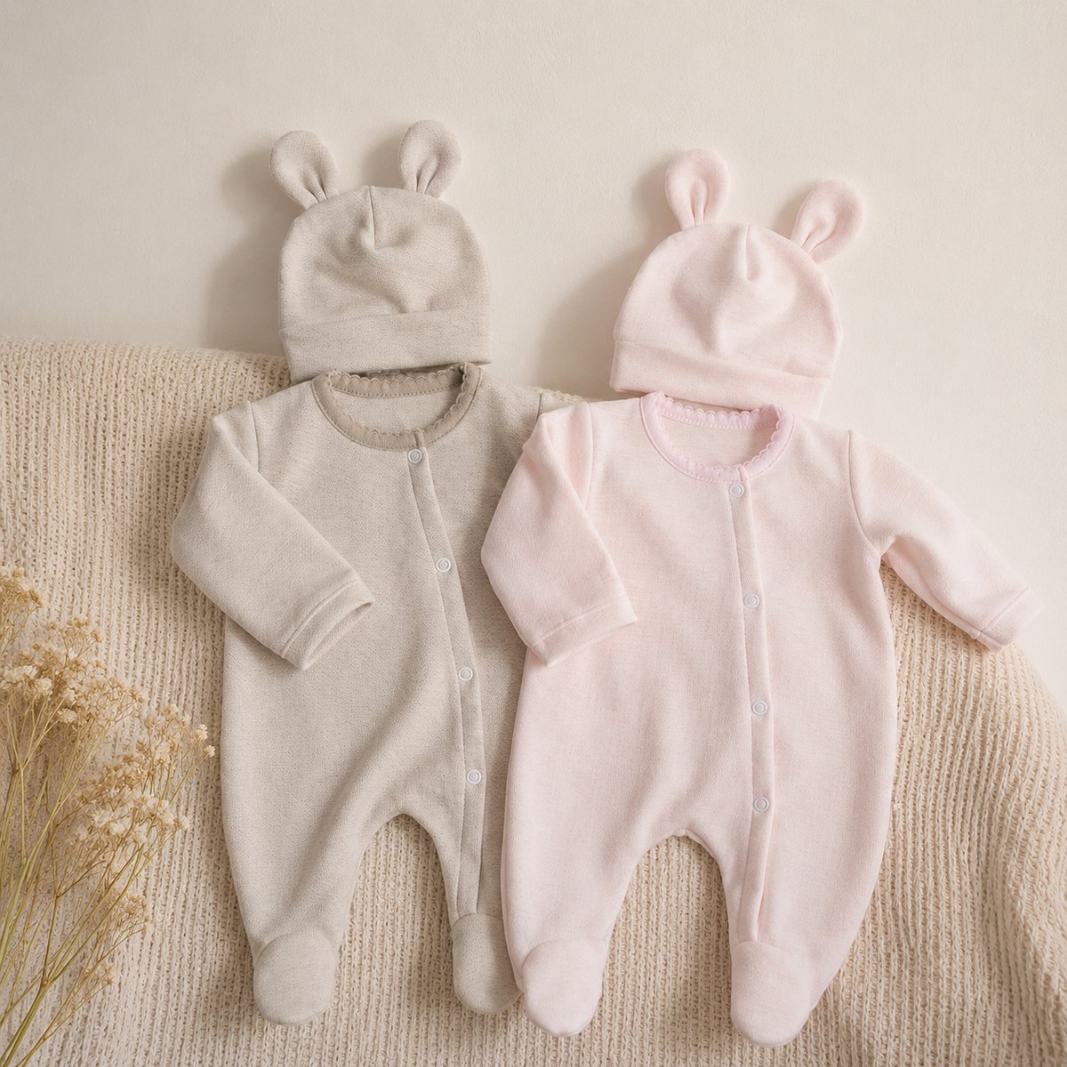 Enterizo con gorrito orejitas RN 2 colores disponibles 🤎🧸 - 2