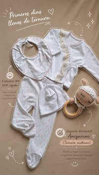 Set nacimiento RN Premium algodón Floral Rosado
