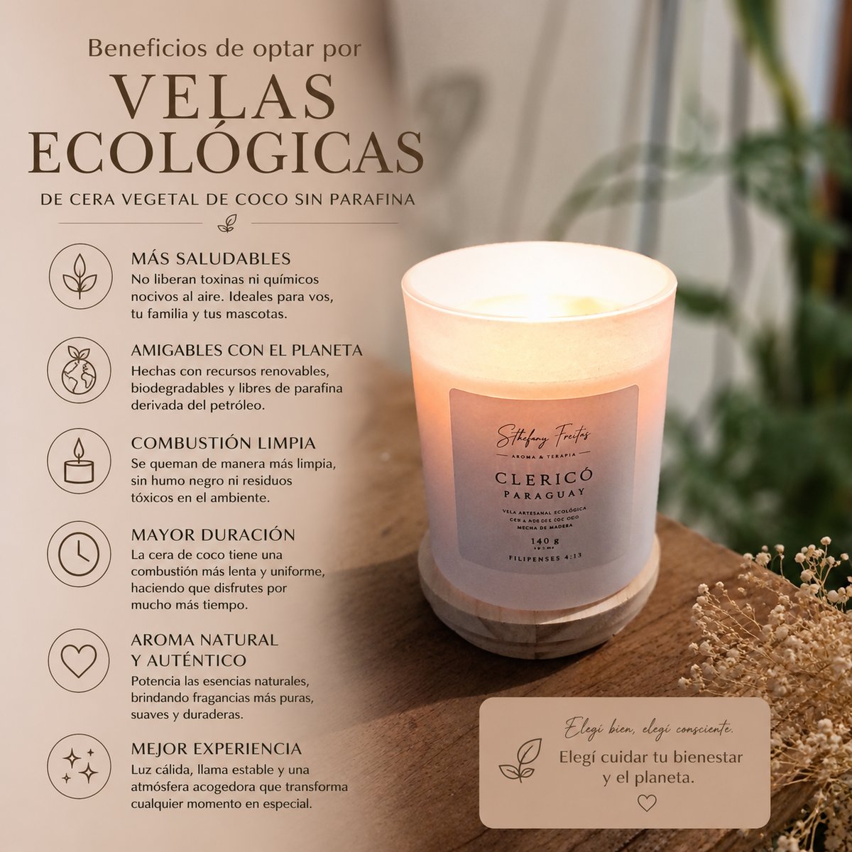 Vela Aromática ecológica 140g Vanilla Gold Brasil  - 2