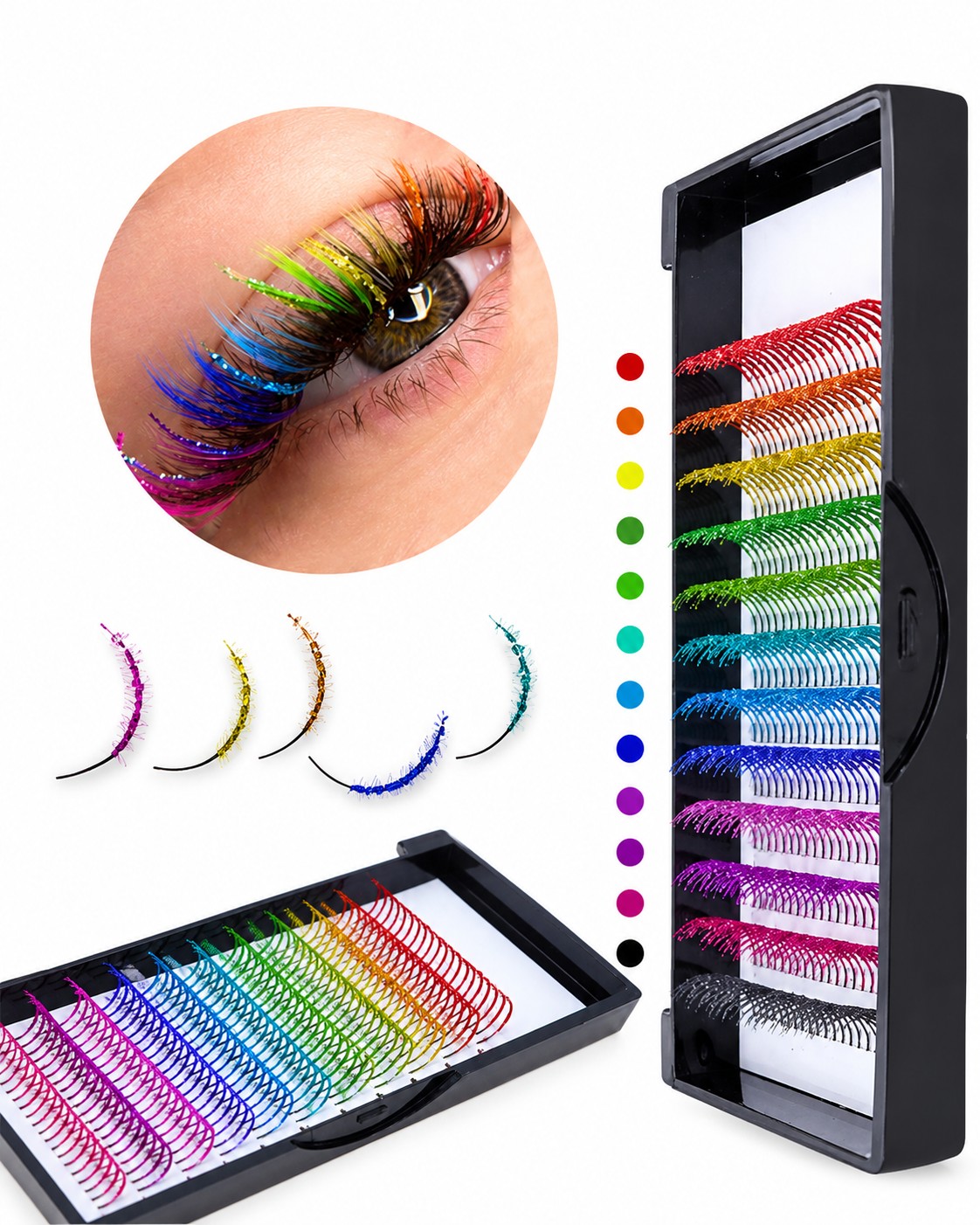 Extensiones con glitter de colores