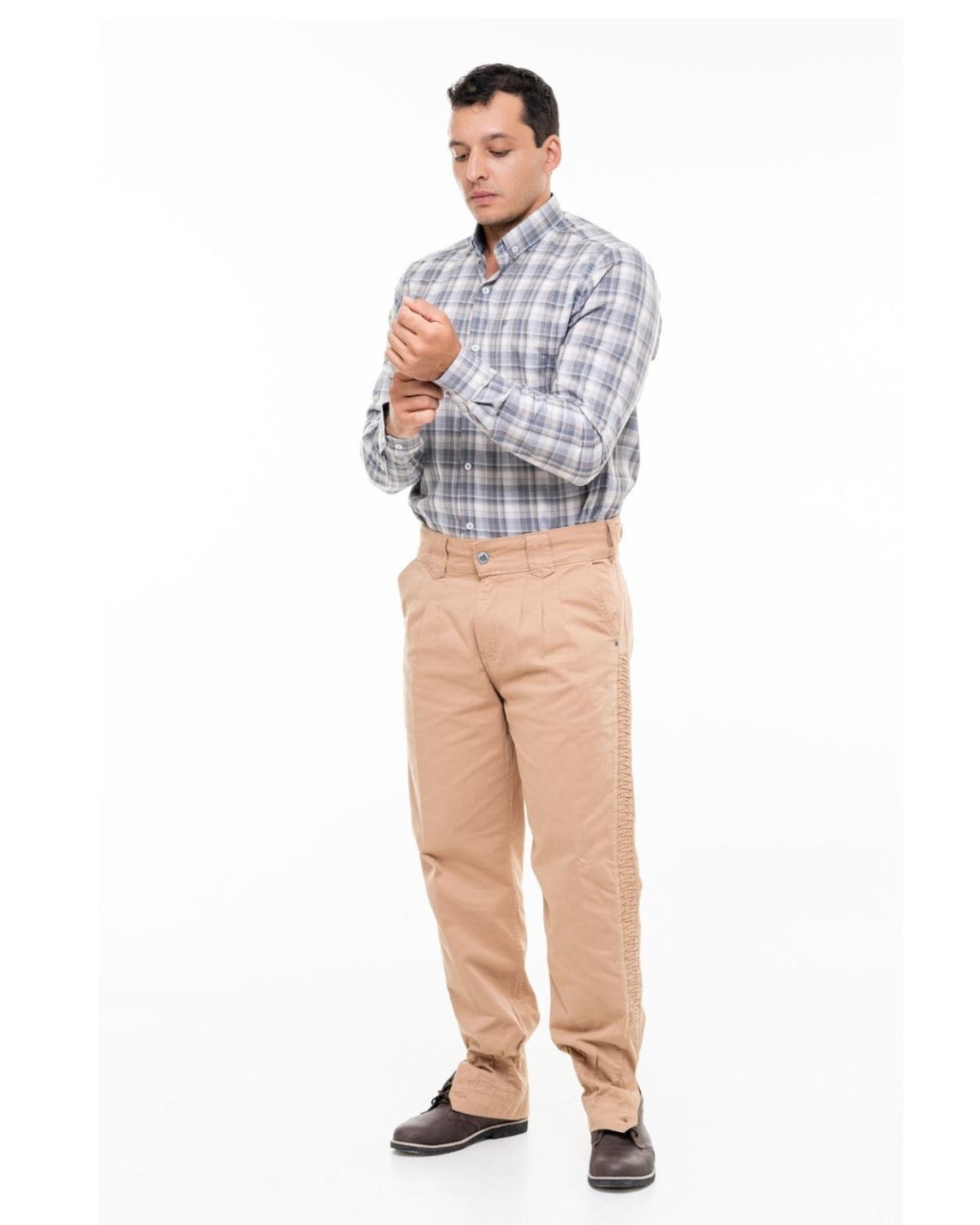 Bombacha Masculina Montaria com Elastano e Favos - Cor Café com Leite