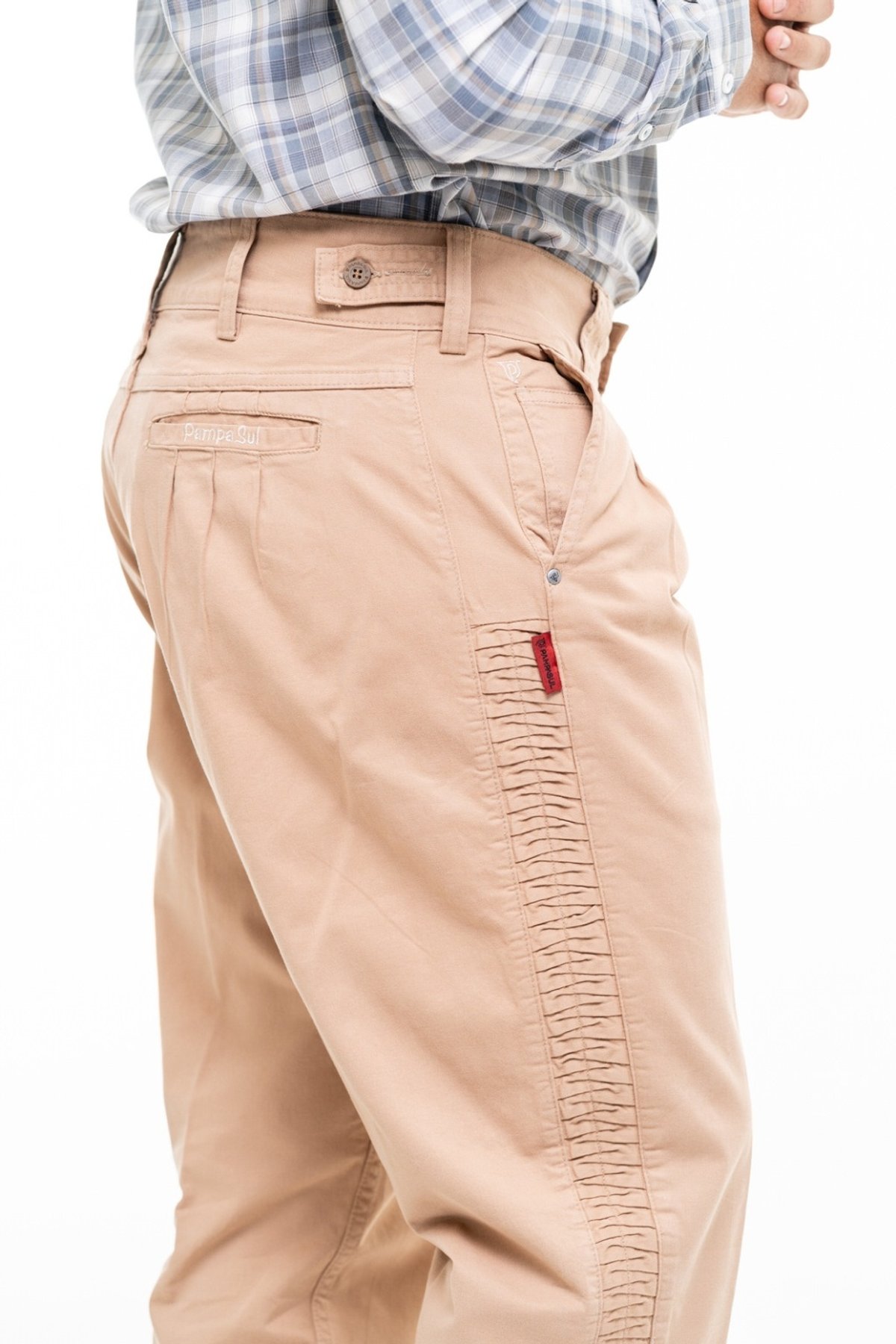 Bombacha Masculina Montaria com Elastano e Favos - Cor Café com Leite - 3