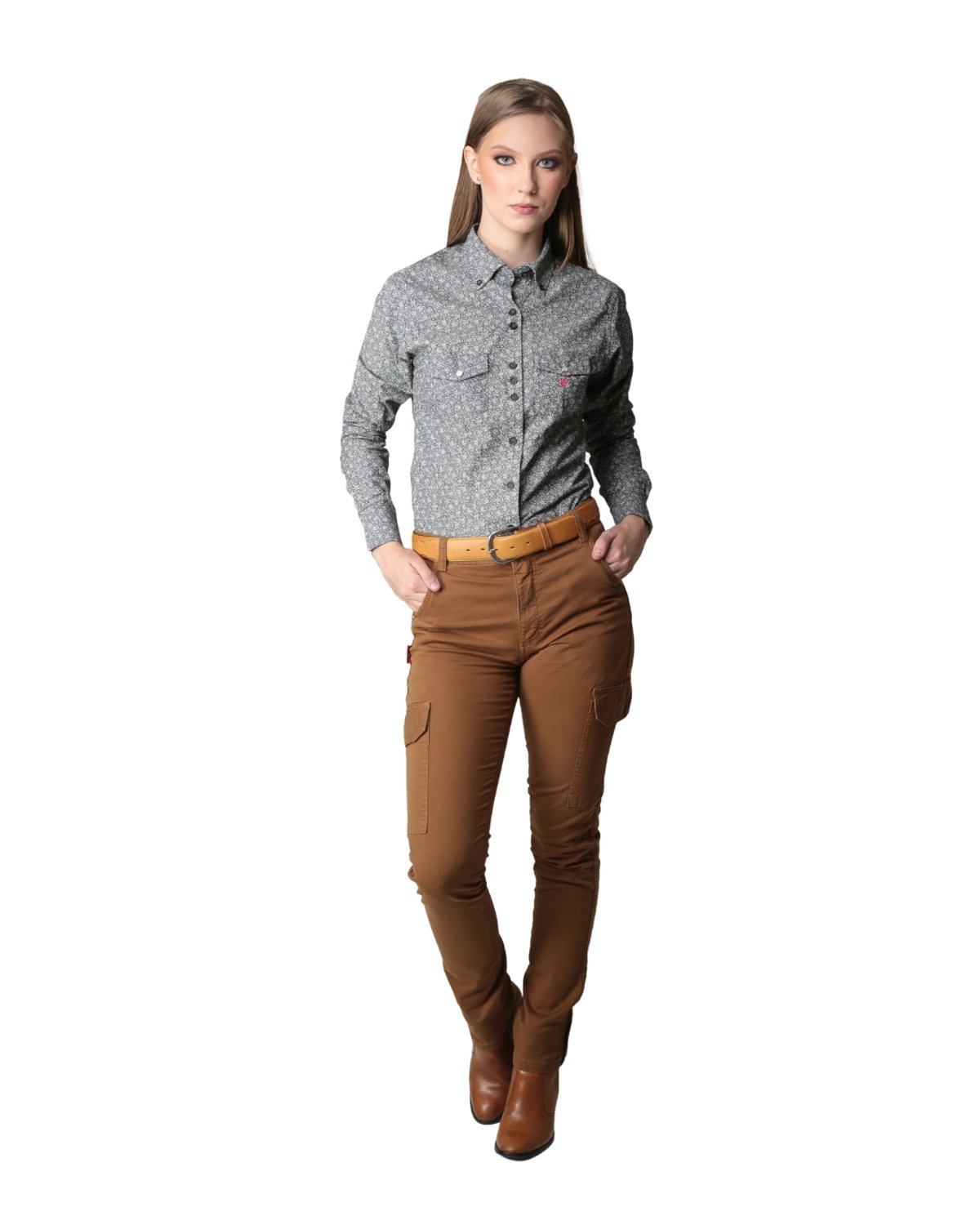Calça Cargo Feminina com Elastano - Cor Camurça