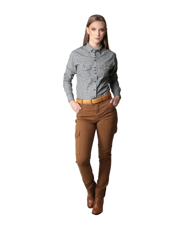 Calça Cargo Feminina com Elastano - Cor Camurça