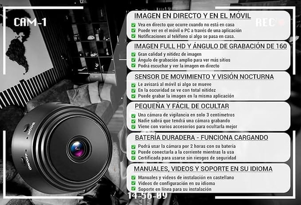  📷 Mini Cámara Espía Inteligente – Seguridad Compacta y Discreta - 2