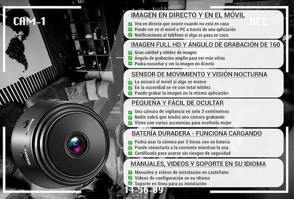  📷 Mini Cámara Espía Inteligente – Seguridad Compacta y Discreta