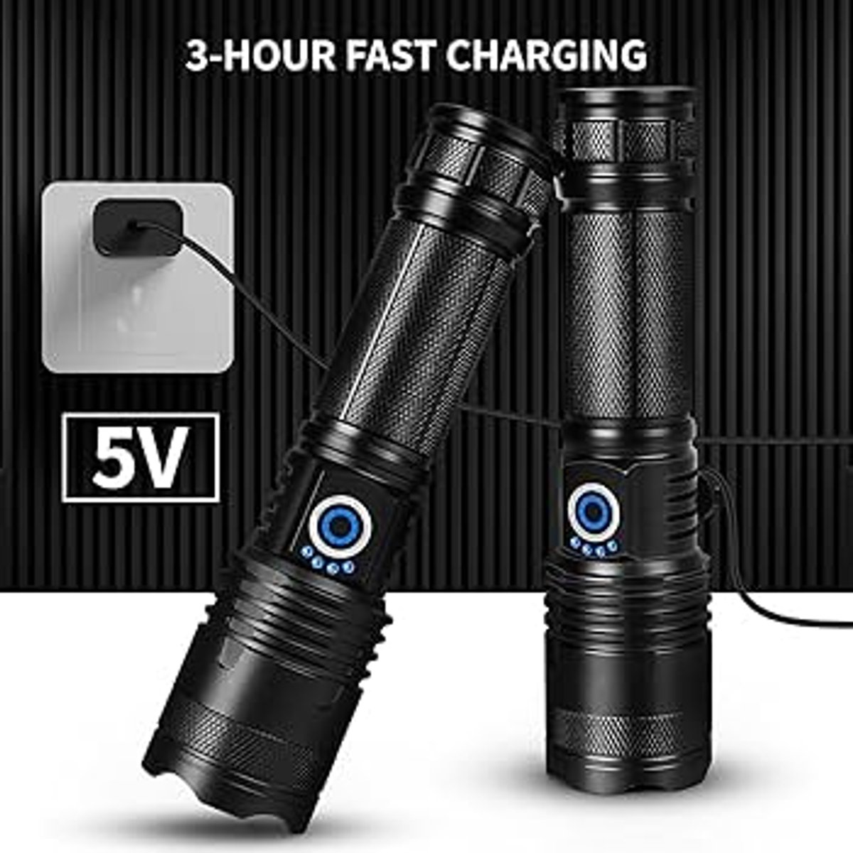 🔦 Linterna LED Recargable de Alta Potencia con Zoom - 5