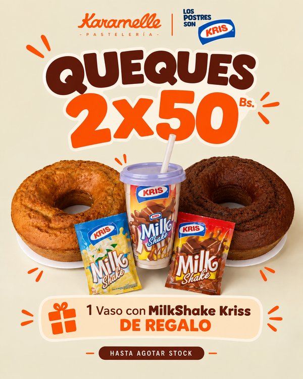 PROMO 2 QUEQUES X 50 BS.
