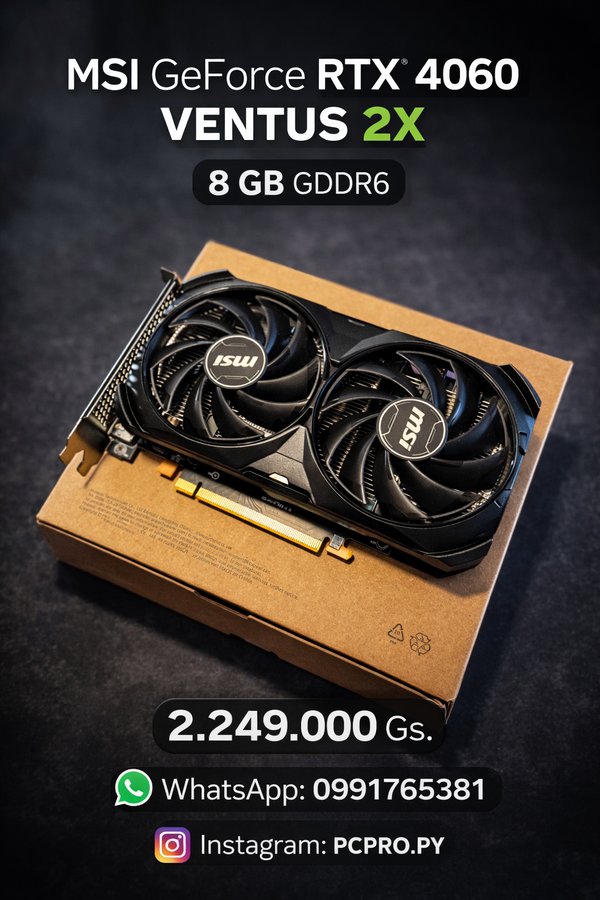 Tarjeta grafica 🔥 MSI GeForce RTX 4060 Ventus 2X 8GB GDDR6 🔥