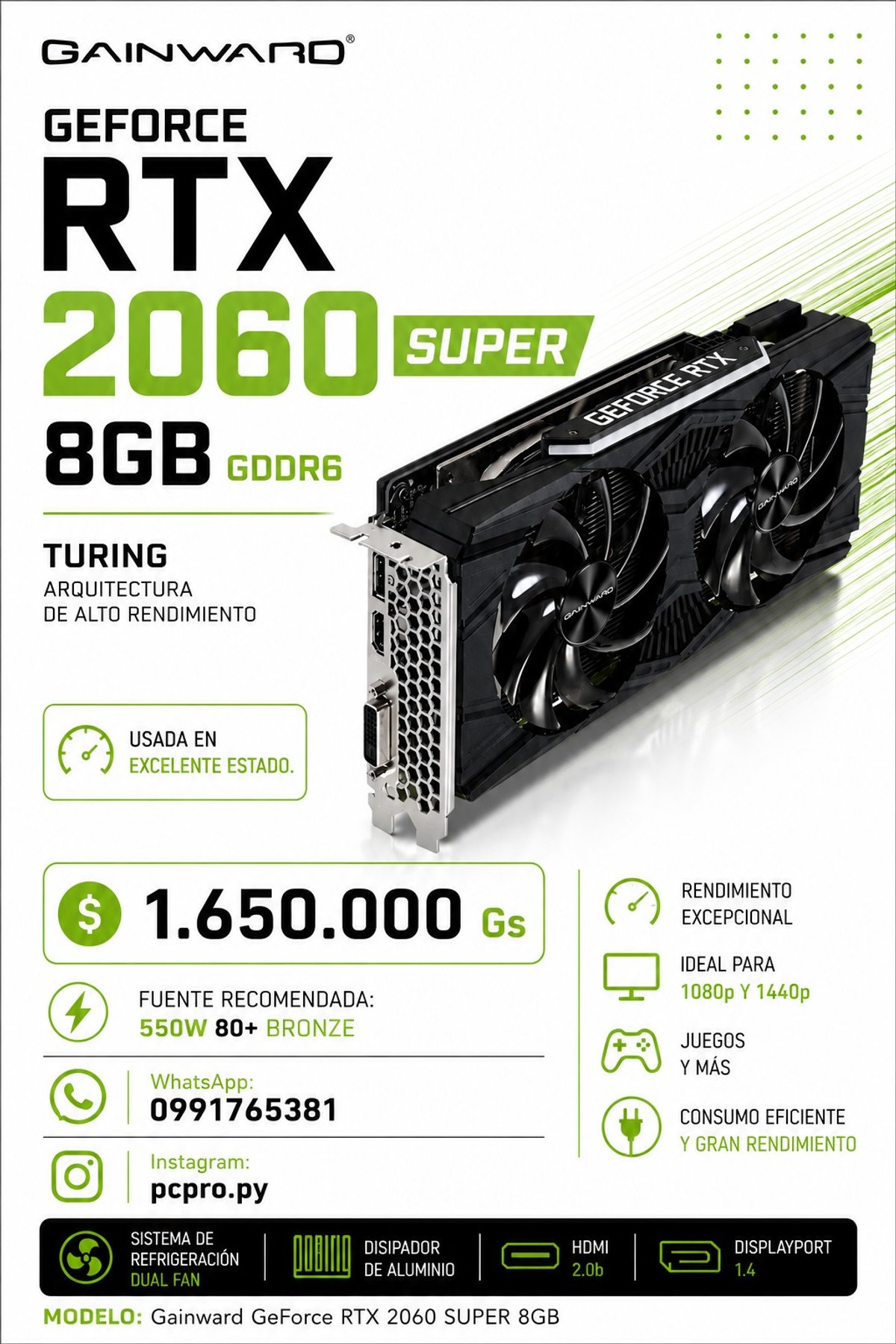 RTX 2060 Super Gainward Ghost — 8 GB GDDR6
