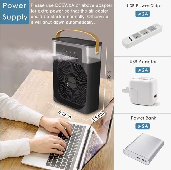 Mini Climatizador Ventilador de Aire Cooling Fan USB-C
