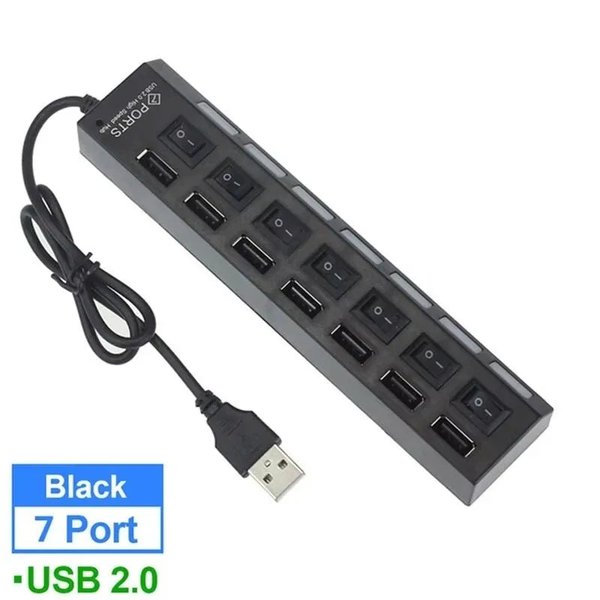 Hub USB 7 Puertos con Interruptores
