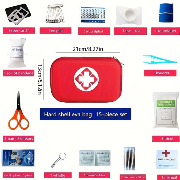 • Kit de Primeros Auxilios Completo para Viaje (36 Piezas)