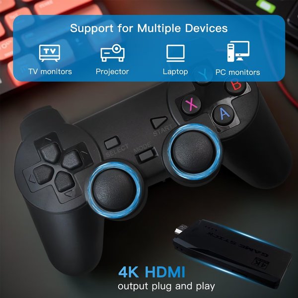 Consola Blulory Game Stick Lite 4K con 2 Mandos Inalámbricos