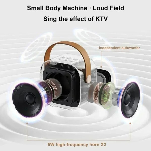 • Mini Parlante Bluetooth con 2 Micrófonos Inalámbricos K9