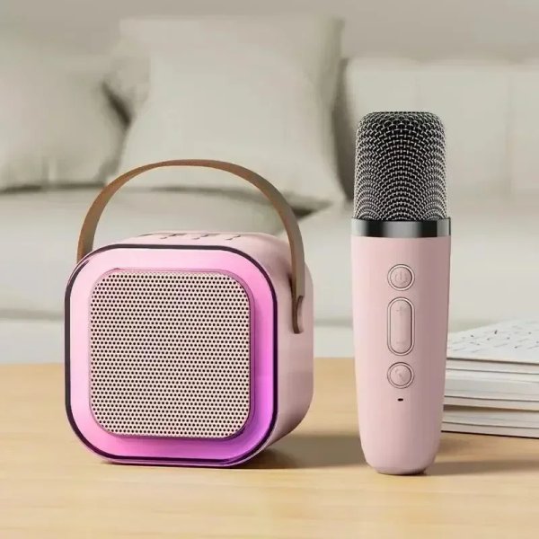 • Mini Parlante Bluetooth con 2 Micrófonos Inalámbricos K9