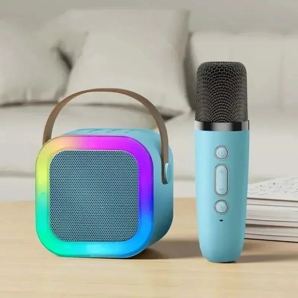 • Mini Parlante Bluetooth con 2 Micrófonos Inalámbricos K9