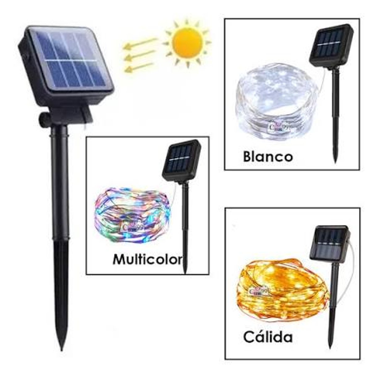 Luz Navideño panel solar 10 mts