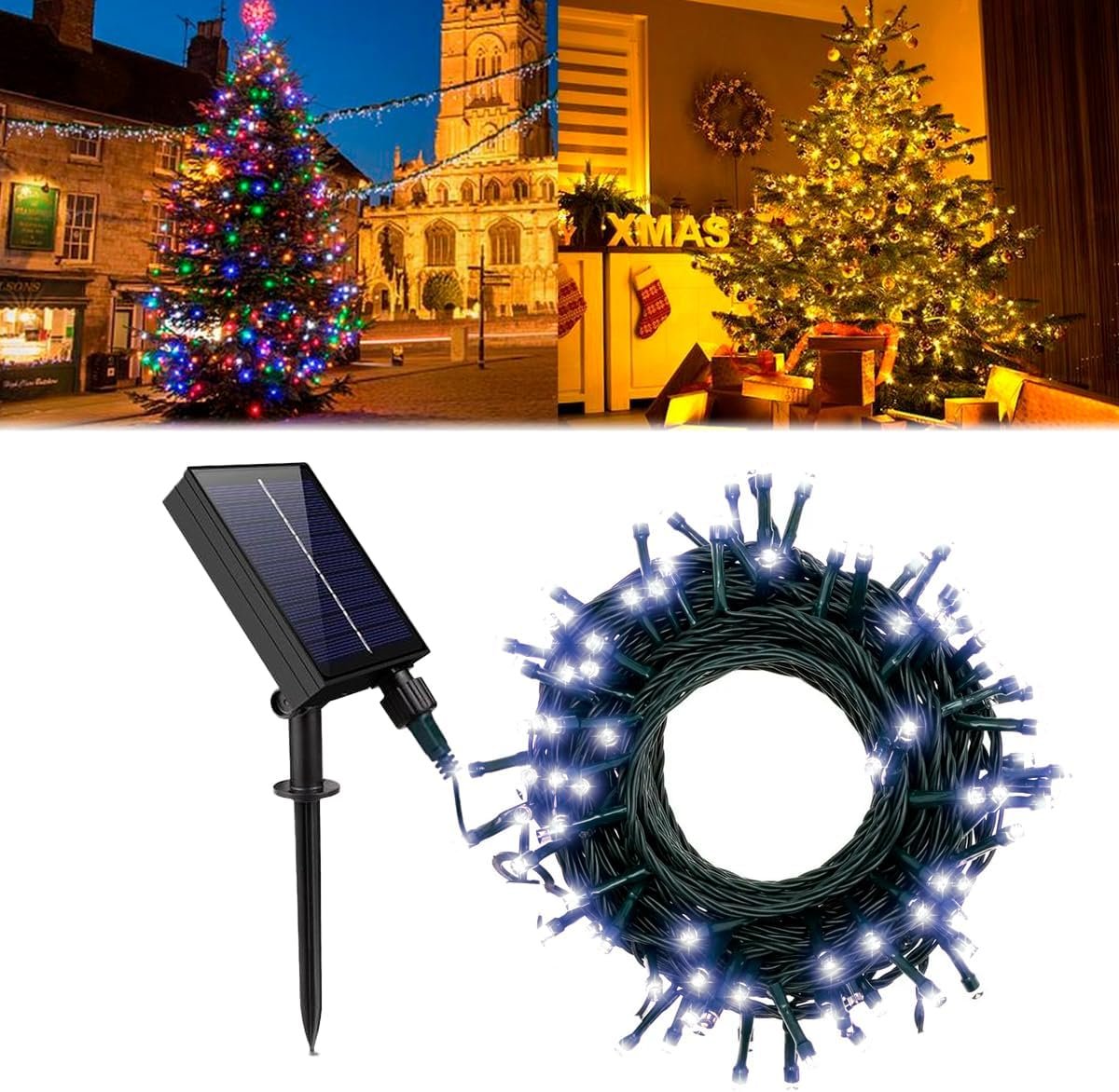 Luz Navideño panel solar 50mts