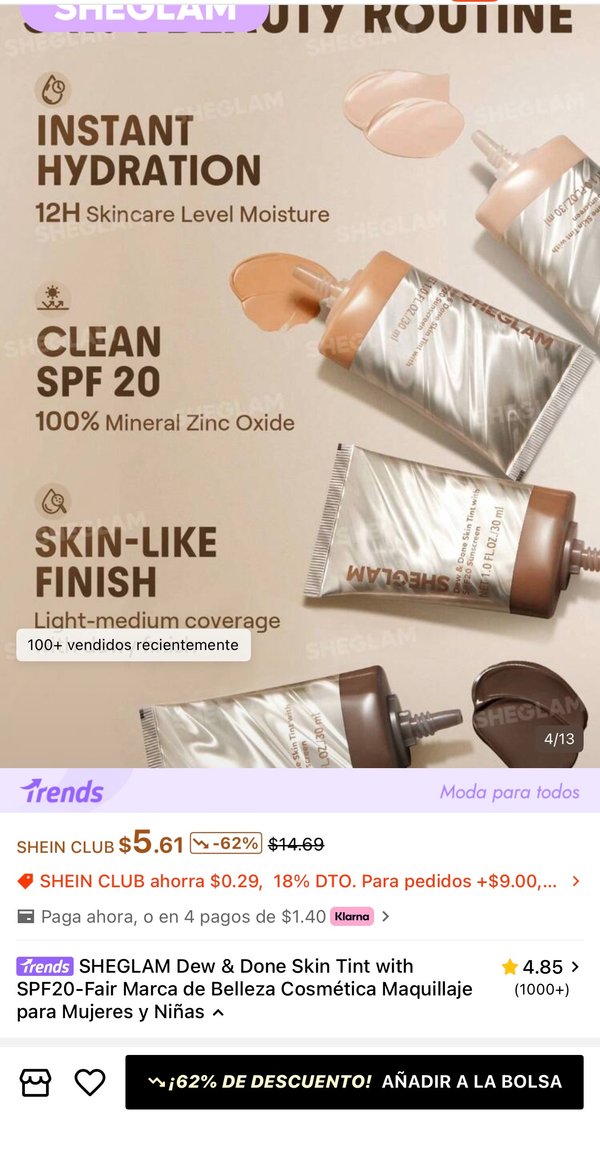 Base con factor de protección UV SPF 20 tono “SHELL”