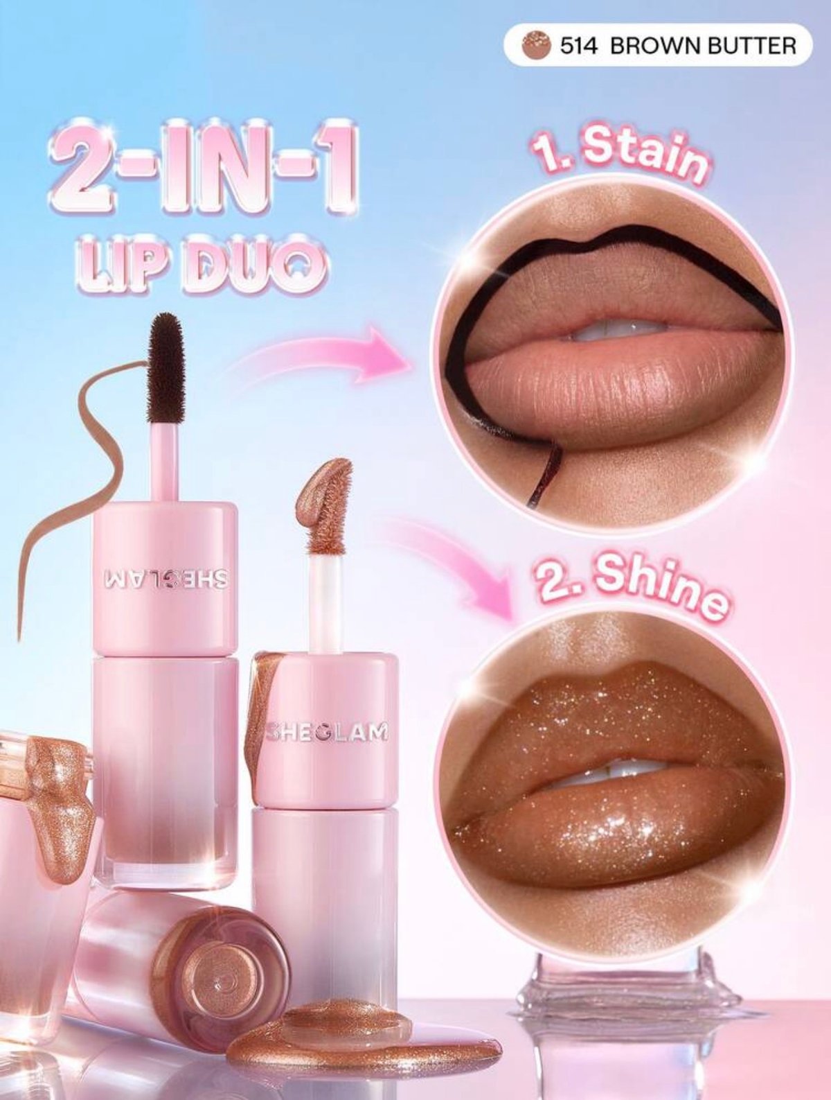 Lip dúo 2 en 1 tinte labial despegable tonalidad “BROWN BUTTER”