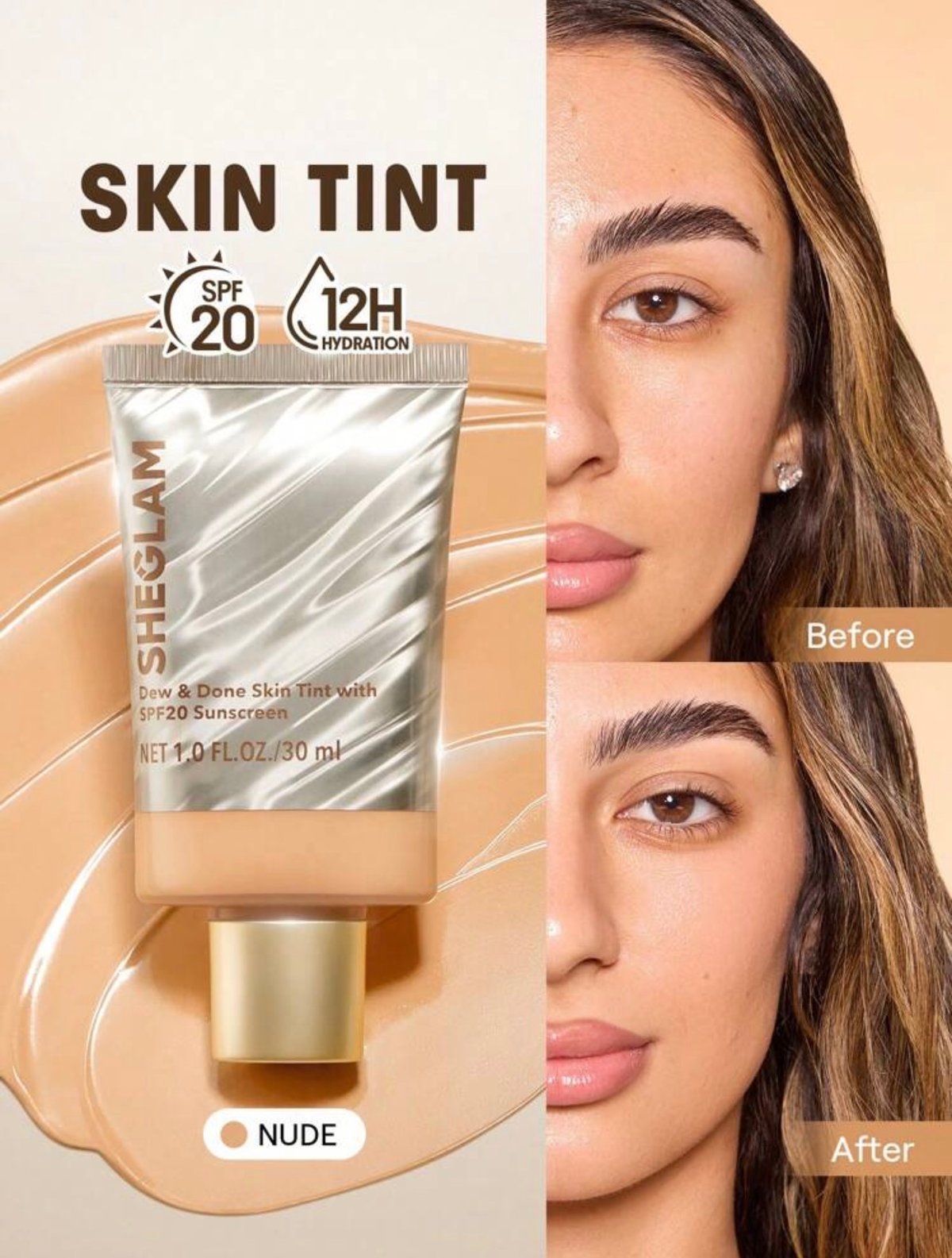 Base con factor de protección UV SPF 20 tonalidad “NUDE”