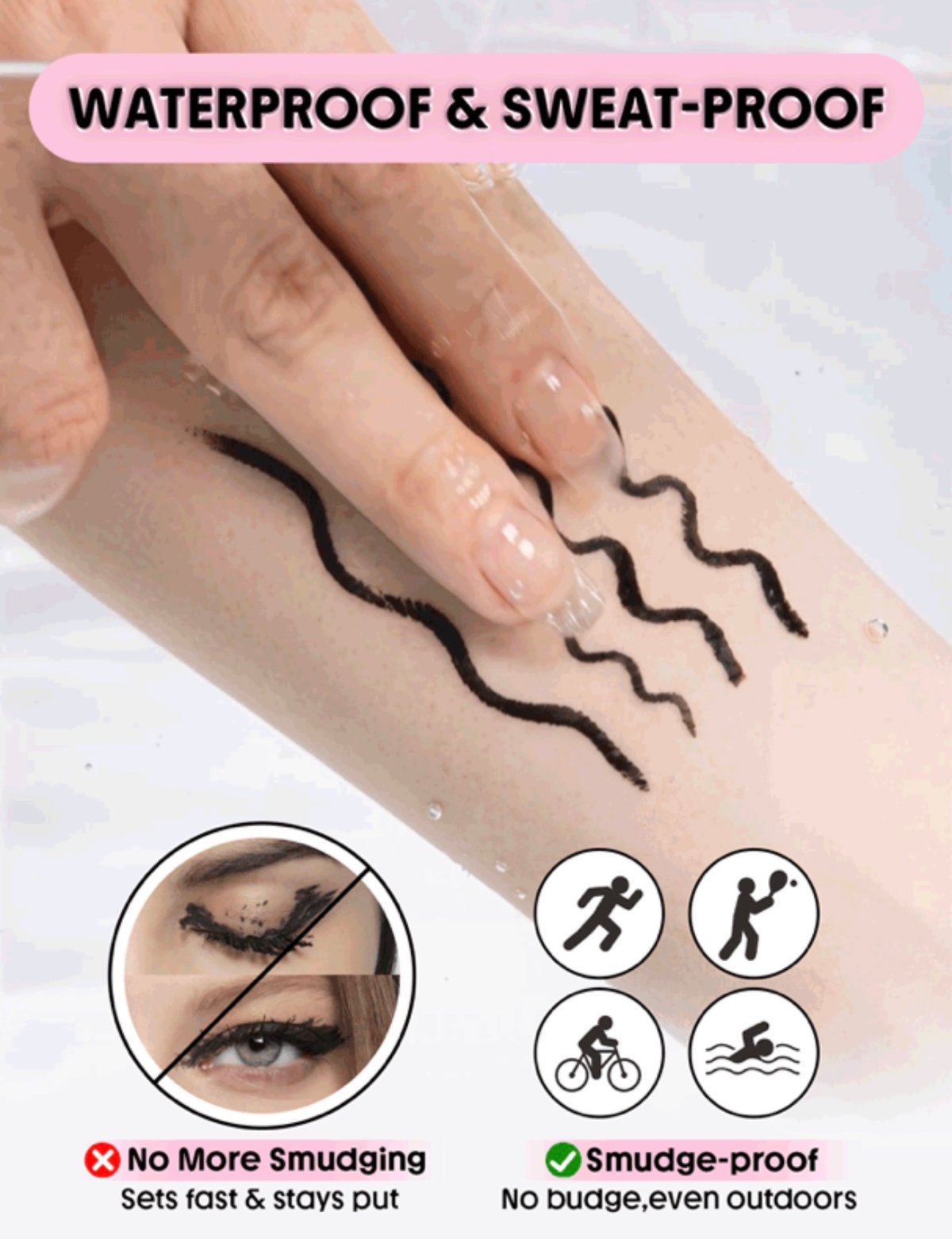 Delineador en líquido de ojos resistente a agua  - 2