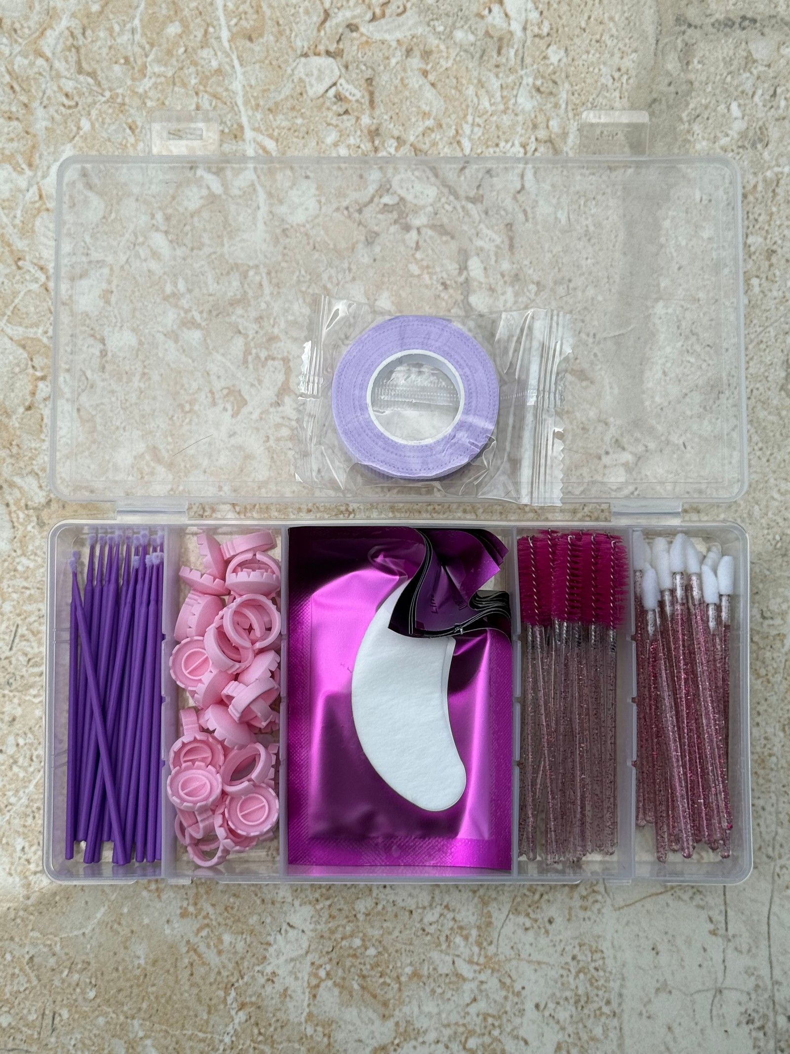 Kit para aplicación de pestañas con estuche organizador