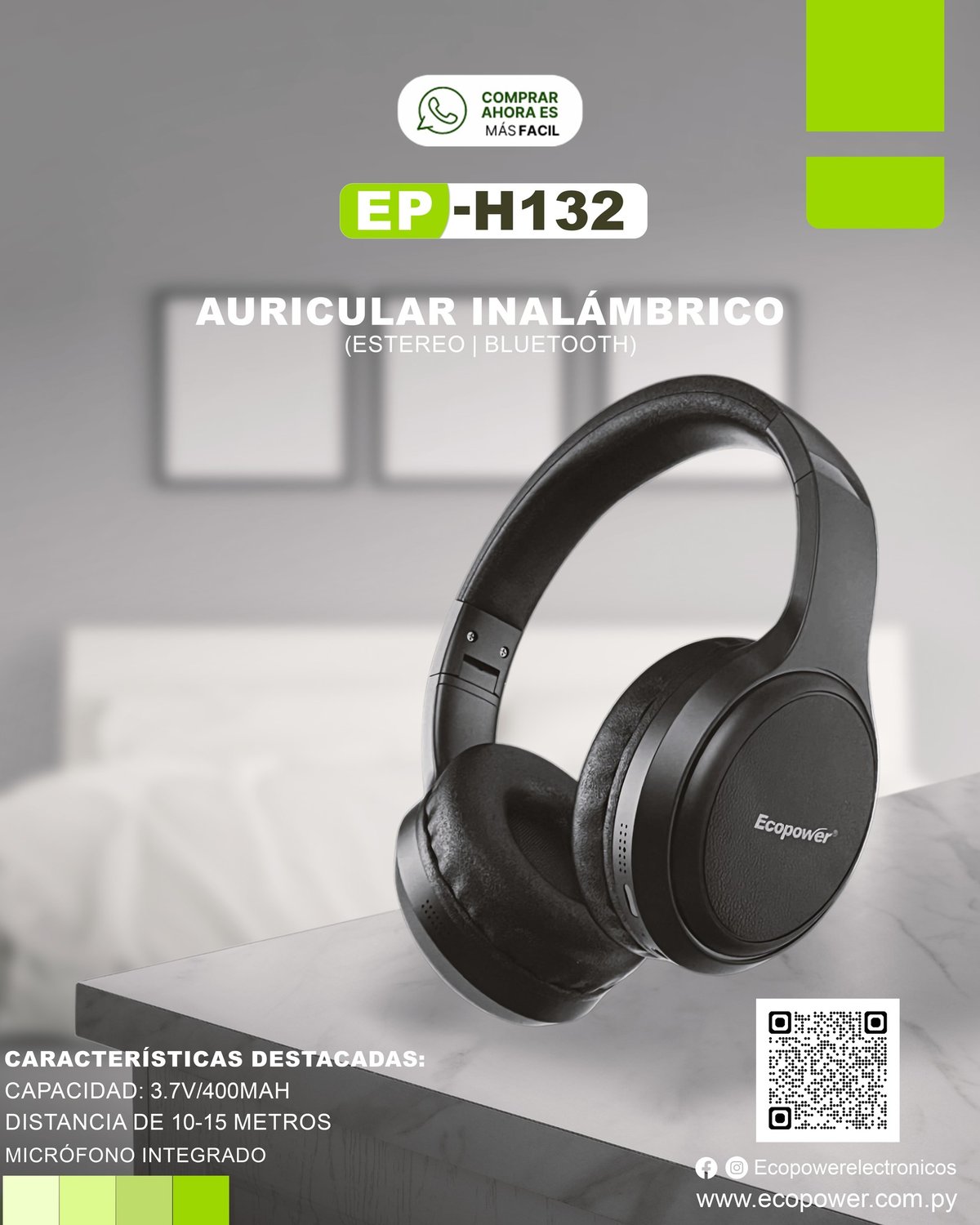 Auricular Inalambrico Ecopower EP H132 - 2