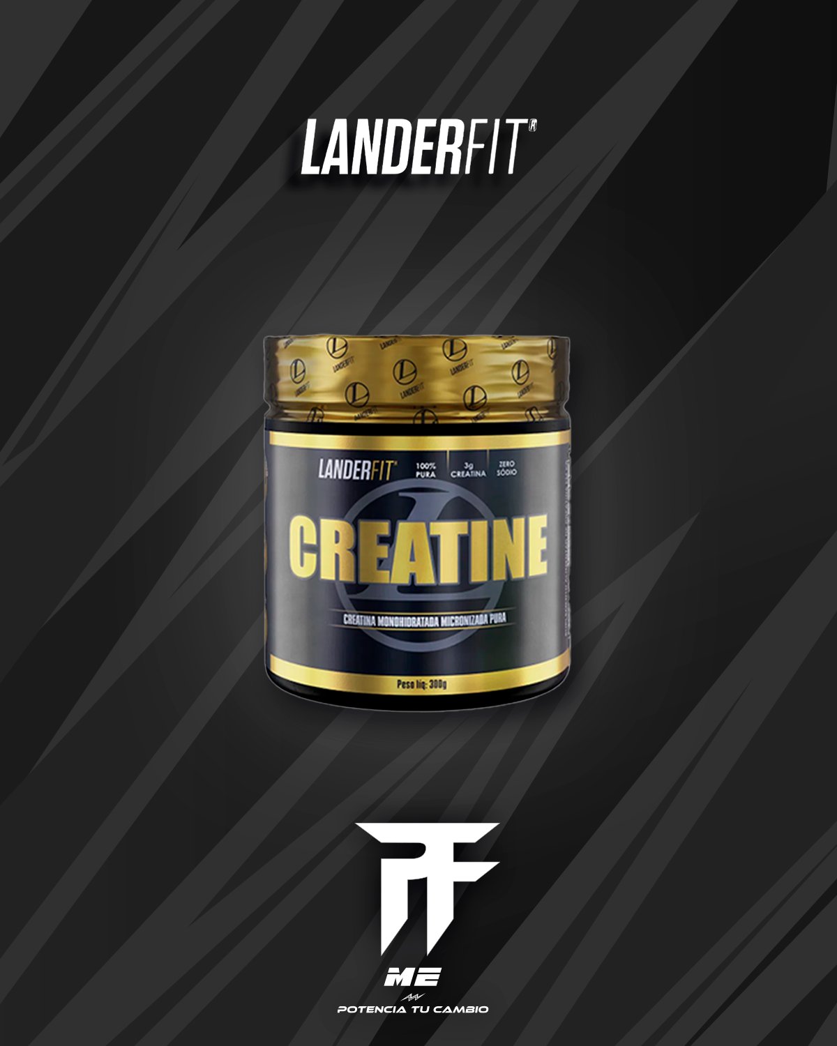 Creatina Monohidratada Micronizada Pura. LanderFit. 300g