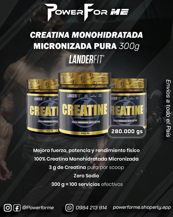Creatina Monohidratada Micronizada Pura. LanderFit. 300g