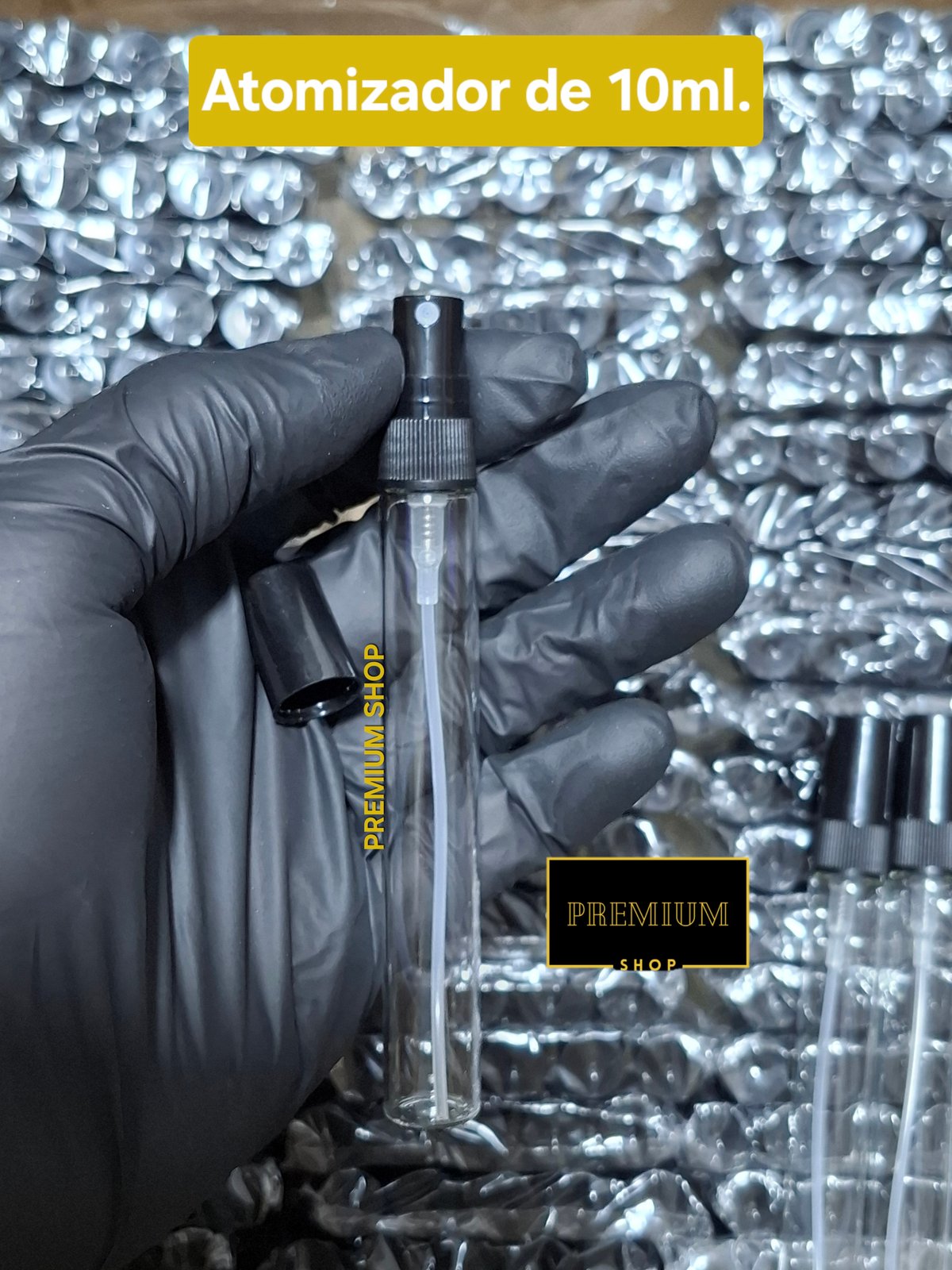 Atomizador de Vidrio Tapa Negra de 10ml. - 2