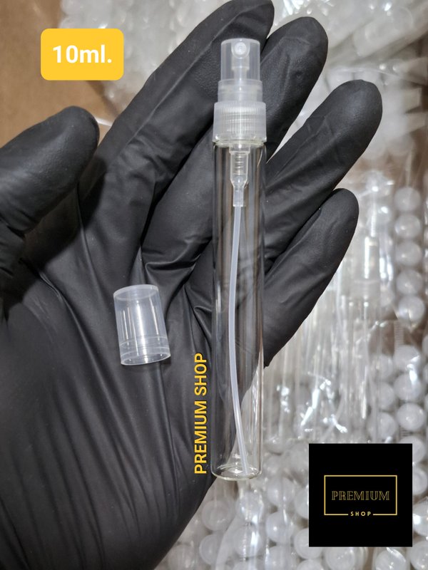Atomizador de Vidrio Tapa Transparente de 10ml.