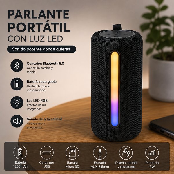 PARLANTE PORTATIL CON LUZ