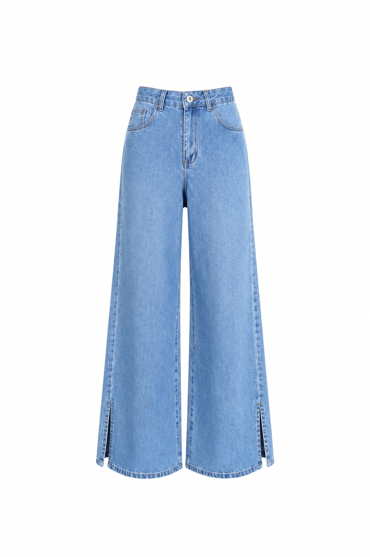 Jeans Wide Leg Sky Blue Slit - 3