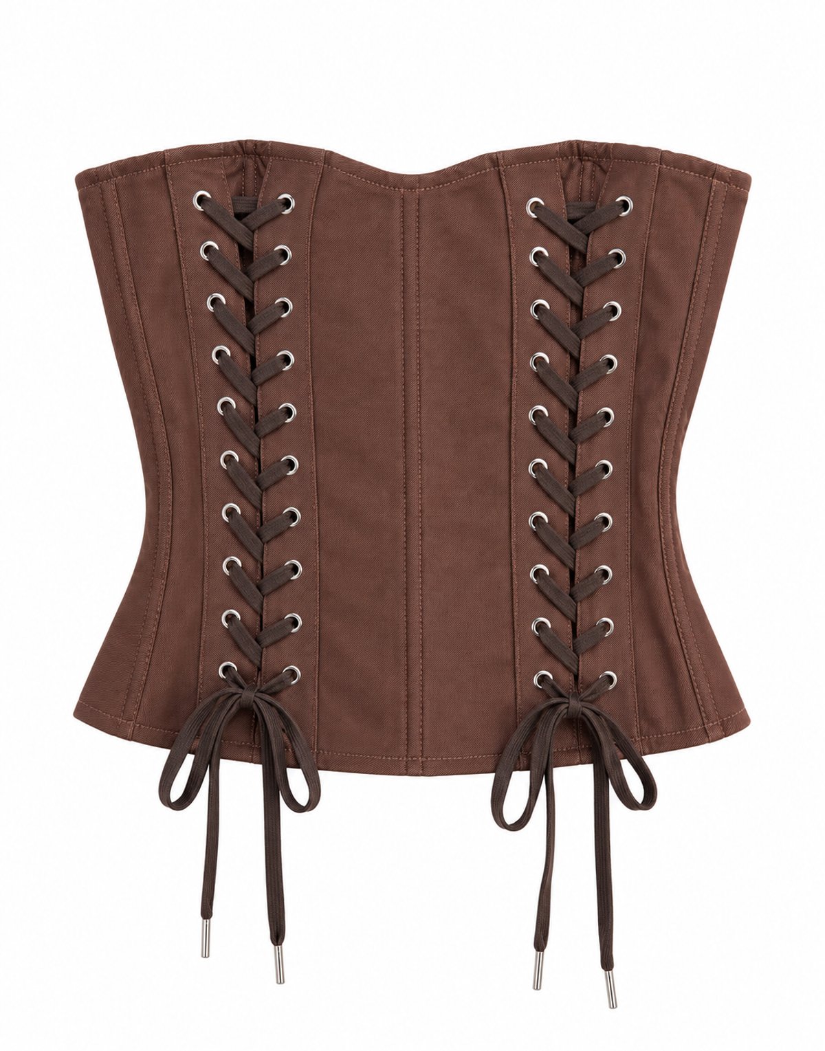 Corset brown strapless cordones — imagen 2