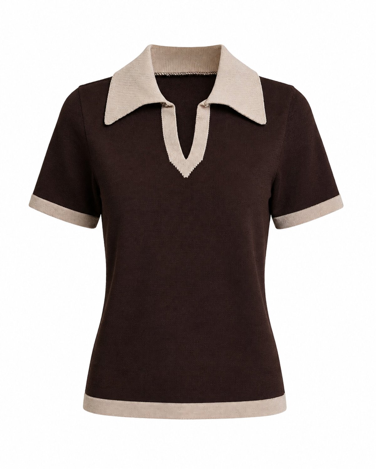 Polo Knit Contrast Chocolate  - 2