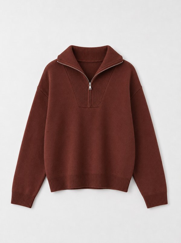 Sweater Half Zip Chocolate
