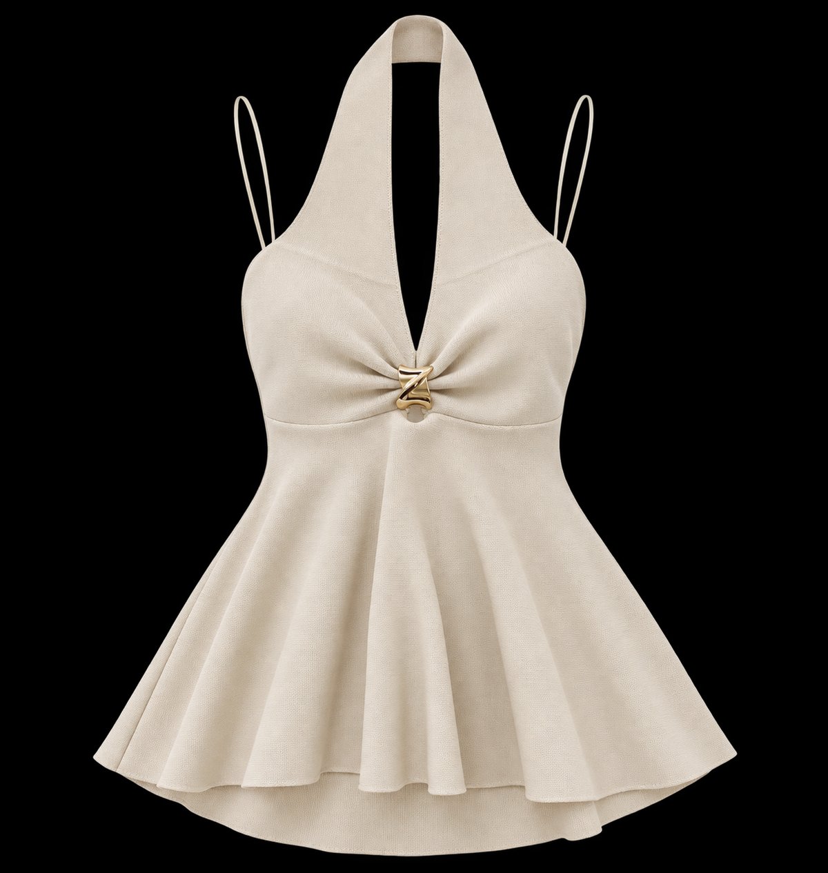 Blusa Tejida Halter Cream - 2