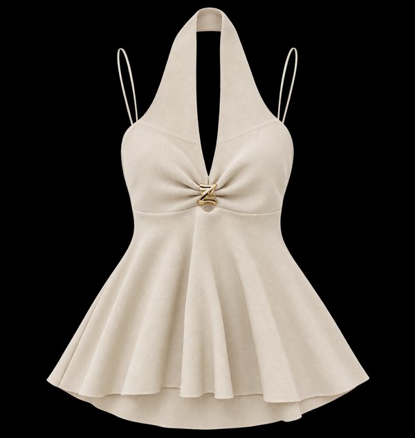 Blusa Tejida Halter Cream