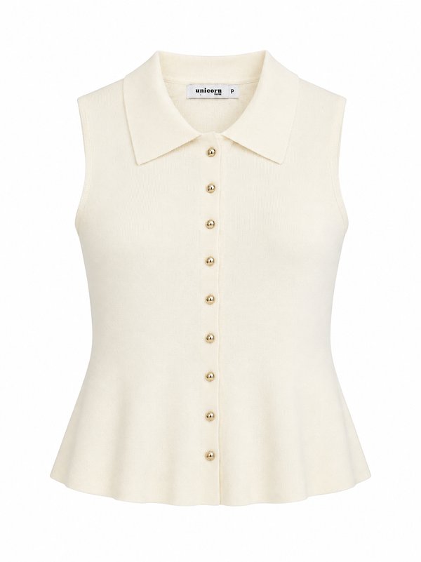 Blusa Knit Peplum Ivory 