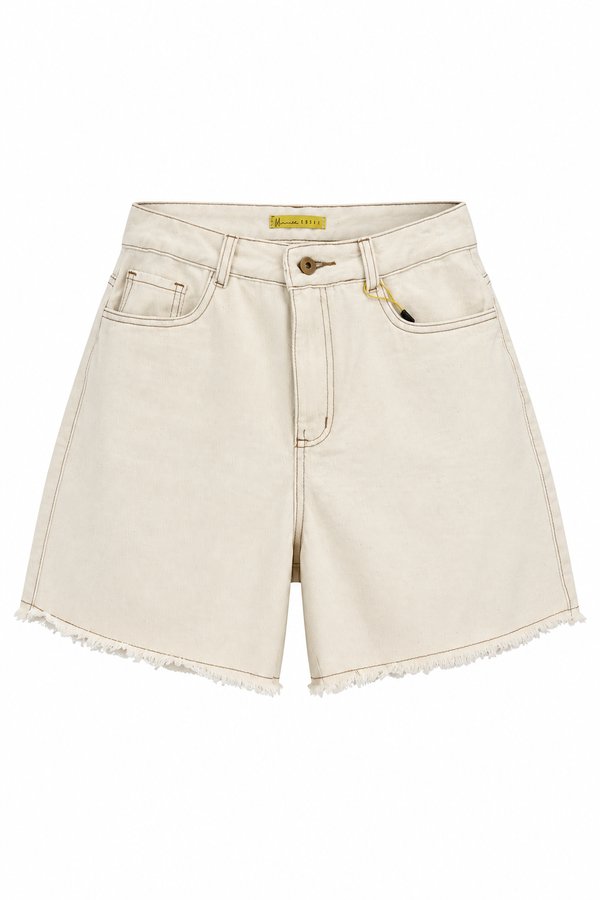 Bermuda Denim Ivory con Flecos