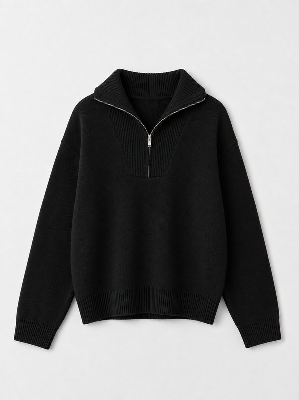 Sweater Half Zip Negro