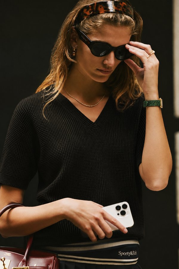 Top Knit Waffle Black