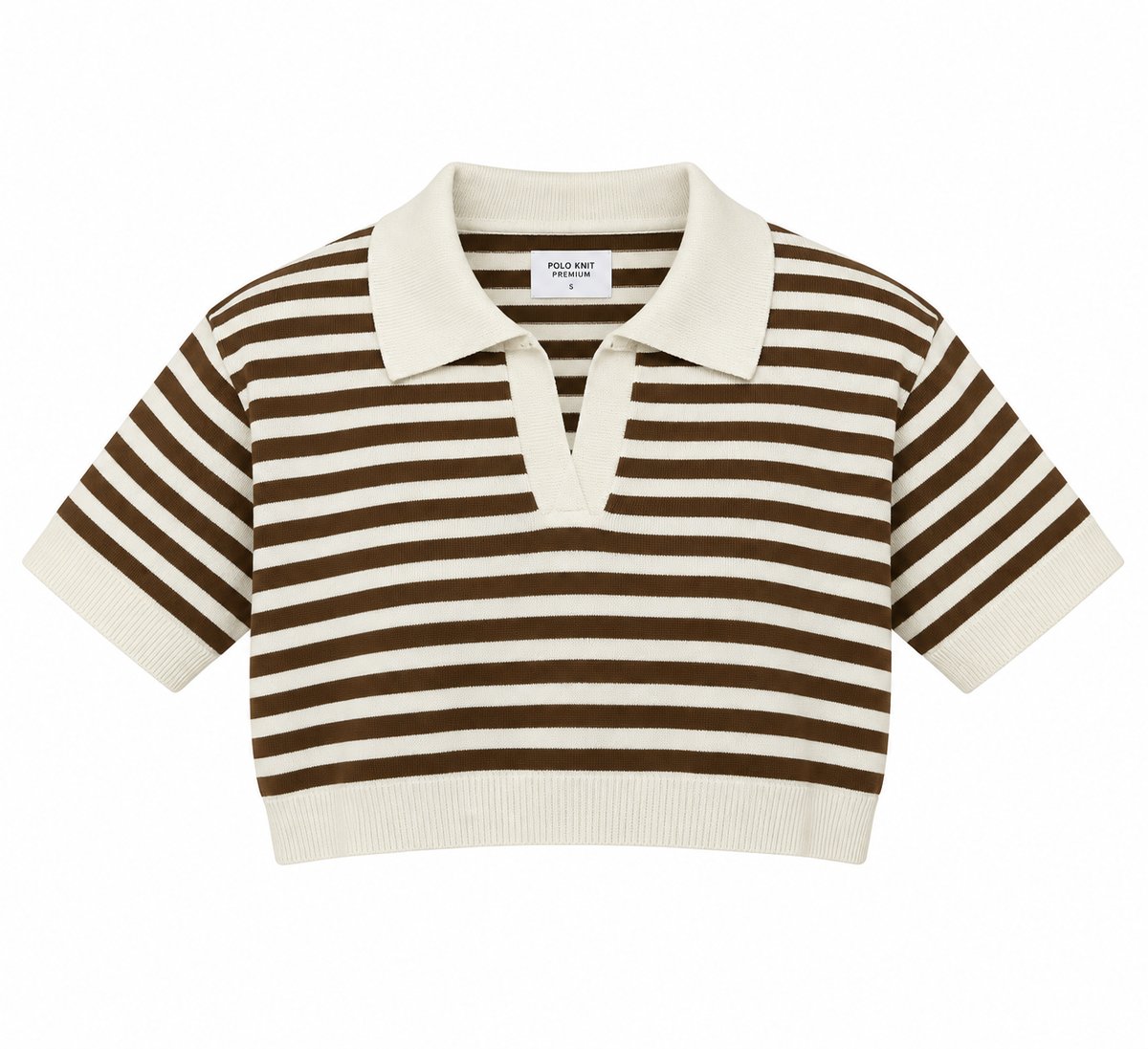 Polo Knit Cropped Rayas Chocolate - 2