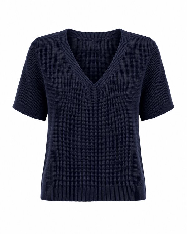 Top Knit Waffle Navy