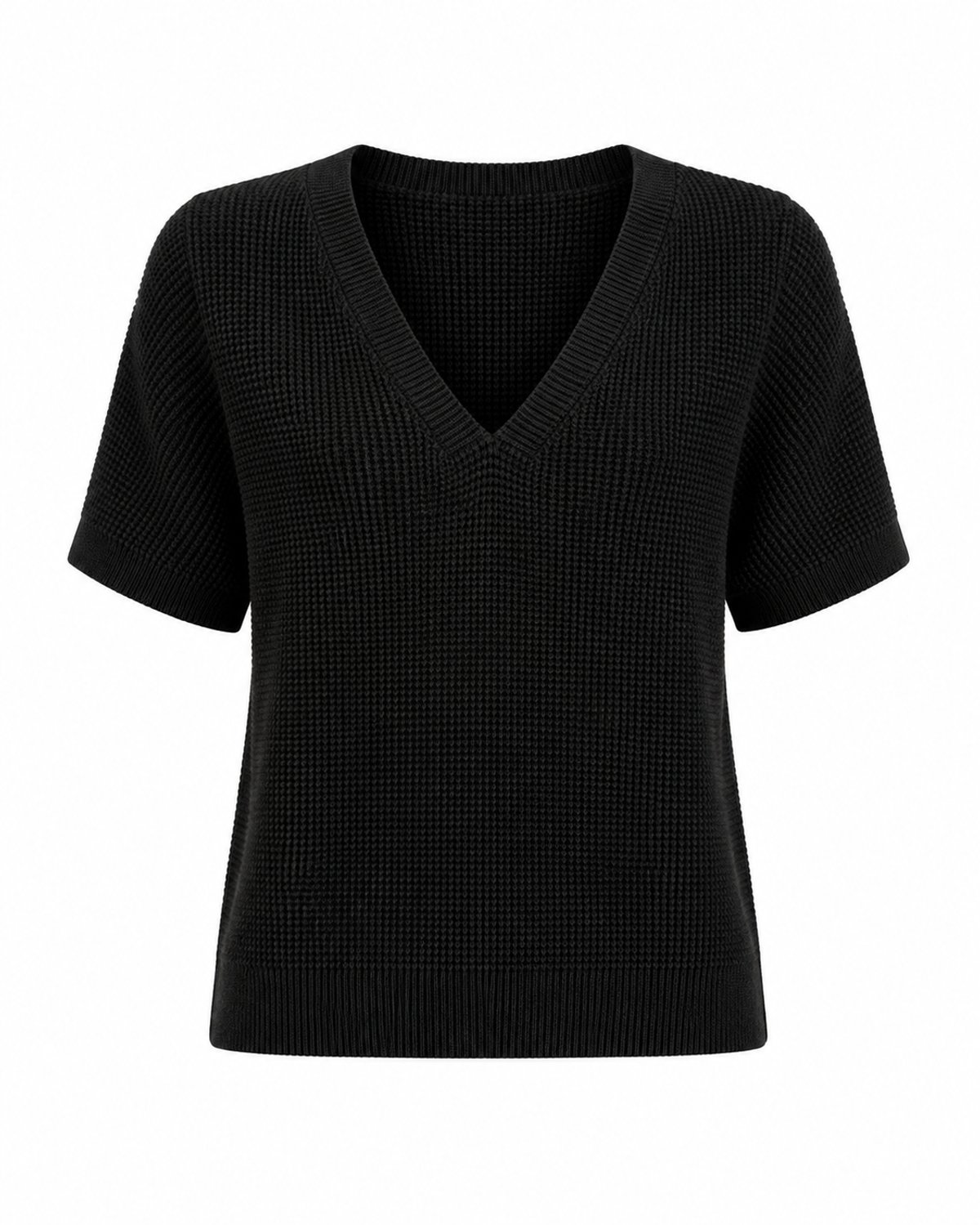 Top Knit Waffle Black - 2